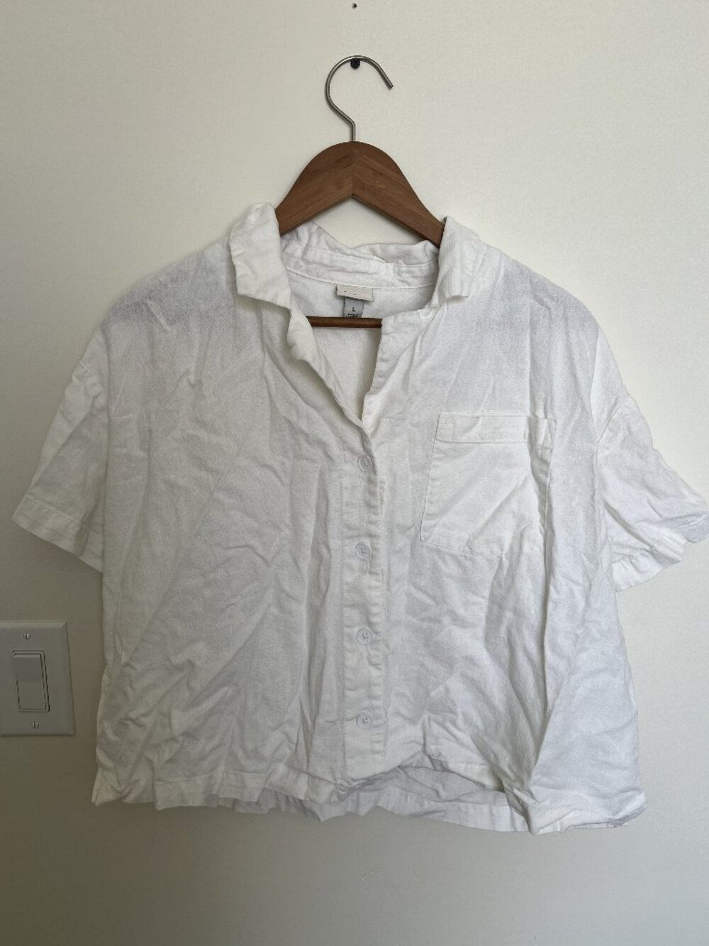 Cropped White Button Front Shirt